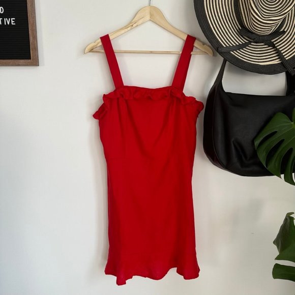 Mango Red Ruffle Mini Dress - Picture 2 of 10
